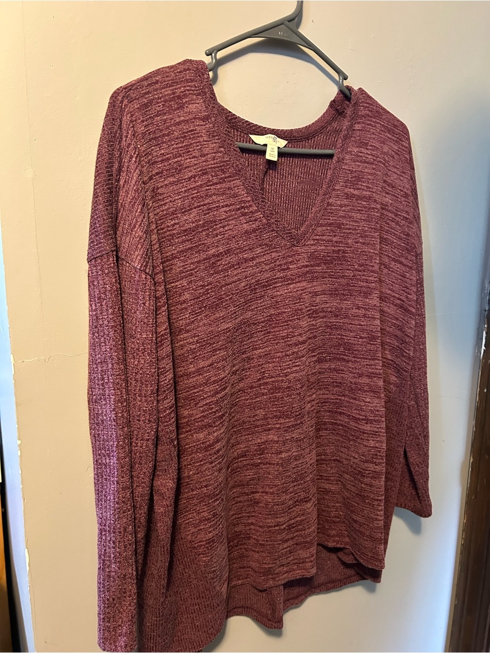 Terry & Sky Women's Marled V-Neck Sweater - Berry